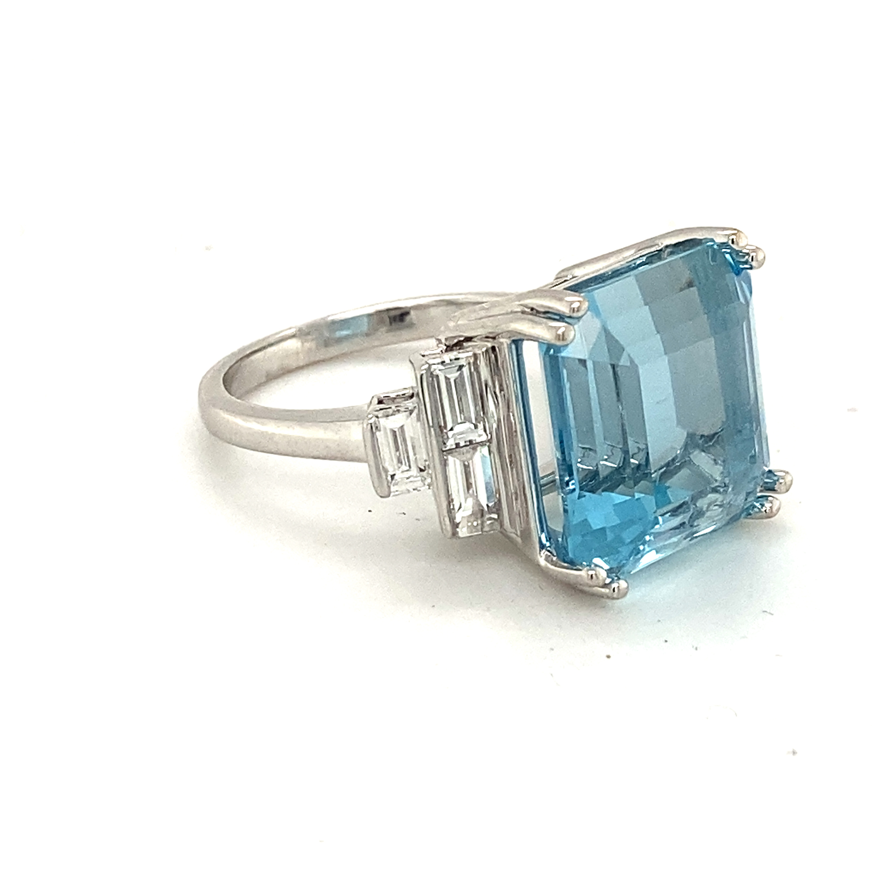 Natural, Unheated Aquamarine & Diamond 18ct White Gold Ring » John