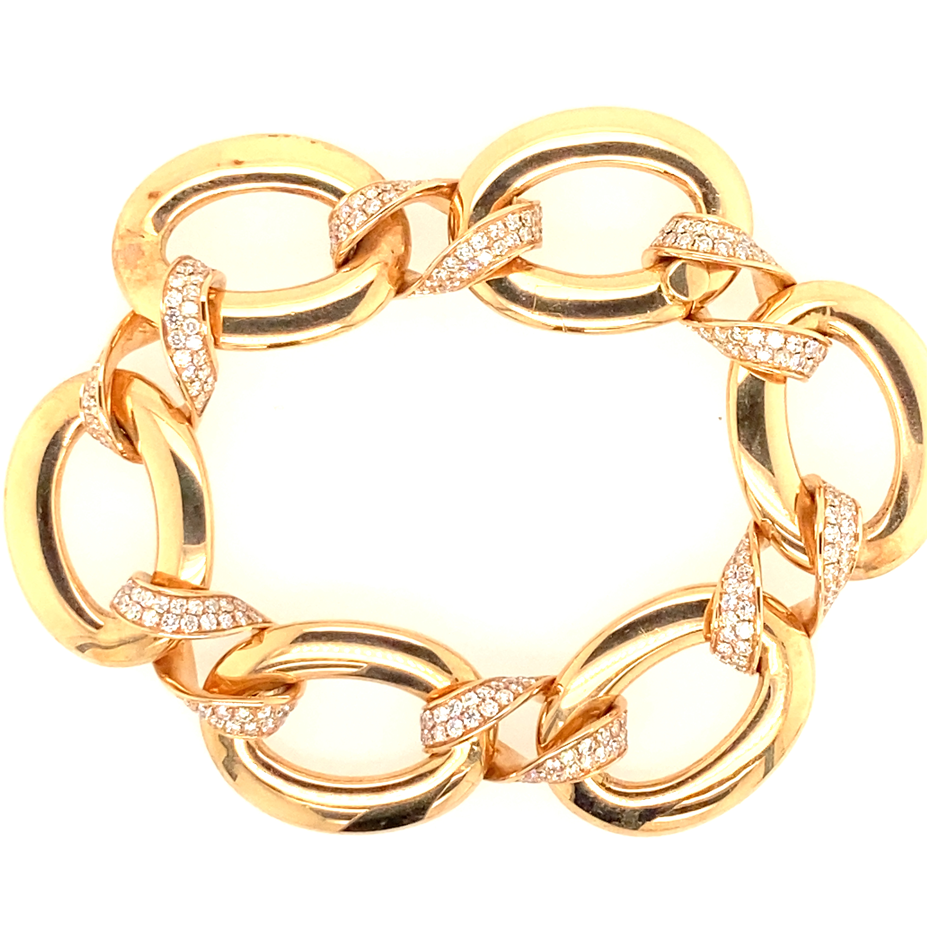 18ct Rose Gold & Diamond Link Bracelet » John Start Jewellery