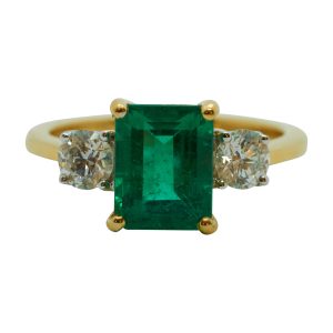 Emerald & Diamond 18ct Yellow Gold Ring