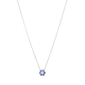 18ct White Gold, Sapphire & Diamond Reverse Cluster Pendant