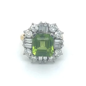 Peridot & Diamond 18ct Yellow Gold Ring