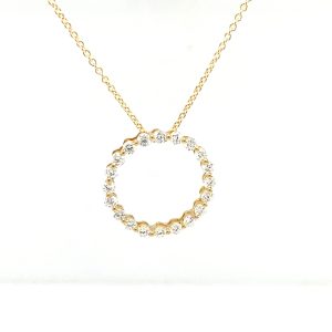 18ct Yellow Gold 18mm Diameter Diamond Circle Pendant