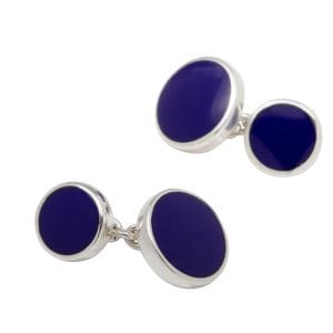Sterling Silver & Lapis Lazuli Round Cufflinks
