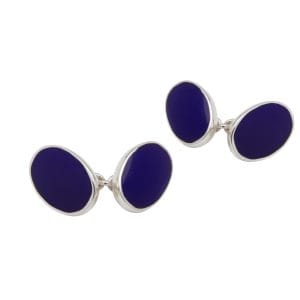 Sterling Silver & Lapis Lazuli Oval Cufflinks