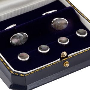 Black Mother of Pearl Sterling Silver Stud Set