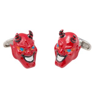 Sterling Silver & Red Enamel Devil Cufflinks