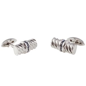 Sterling Silver & Sapphire Twist Barrel Cufflinks