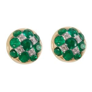 Emerald & Diamond 18ct Yellow Gold Earrings