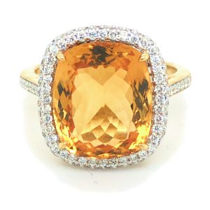 Citrine & Diamond 18ct Gold Ring
