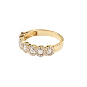 Rose Cut Brilliant Diamonds 18ct Gold Half Eternity Ring