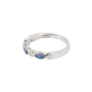 Sapphire & Diamond 18ct White Gold Half Eternity Ring