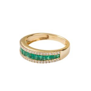 Emerald & Diamond 18ct Gold Half Eternity Ring
