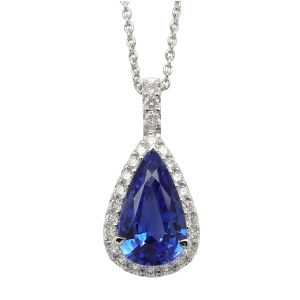 18ct White Gold Diamond & Sapphire Pendant