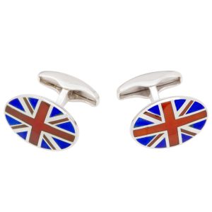 Sterling Silver, Red & Blue Enamel Union Jack Cufflinks