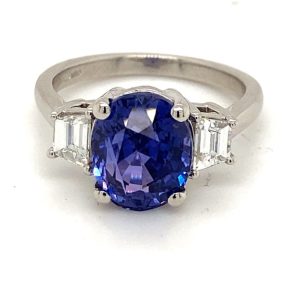 Unheated Ceylon Sapphire & Diamond 18ct White Gold Ring
