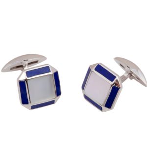 Lapis & Mother of Pearl Sterling Silver Cufflinks