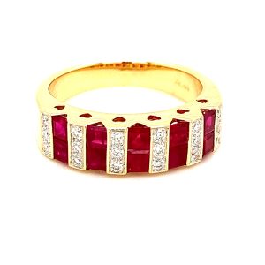 18ct Yellow Gold Ruby & Diamond Ring