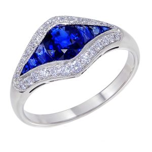 18ct White Gold Sapphire & Diamond Ring