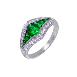 Emerald & Diamond 18ct White Gold Ring
