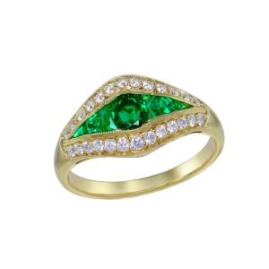 Emerald & Diamond 18ct Yellow Gold Ring
