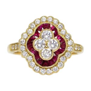 18ct Yellow Gold Diamond & Ruby Ring