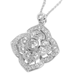 18ct White Gold Diamond Pendant & Chain