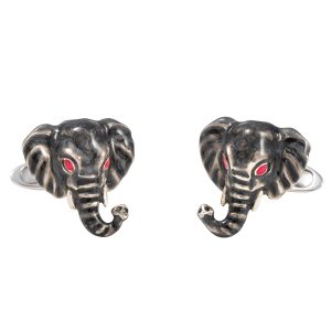 Sterling Silver Enamel Elephant Head Cufflinks