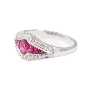 18ct White Gold Ruby & Diamond Ring