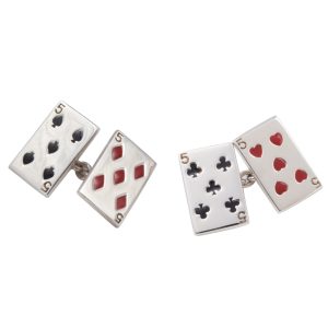 Sterling Silver Enamel Detail Playing Card Cufflinks