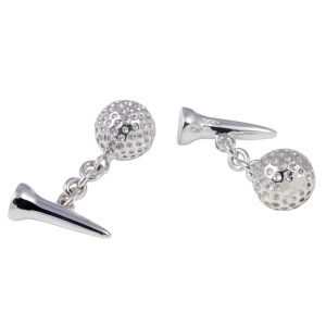 Sterling Silver Gold Ball & Tee Cufflinks