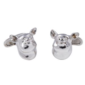 Sterling Silver Pigs Head Cufflinks