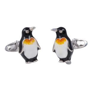 Sterling Silver Enameled Penguin Cufflinks