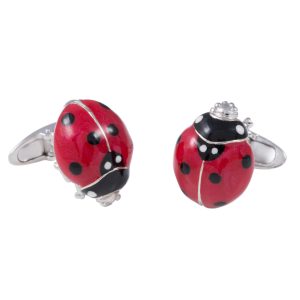 Sterling Silver Enameled Lady Bird Cufflinks