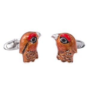 Sterling Silver Enameled Pheasant Head Cufflinks