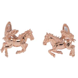 Sterling Silver Rose Gold Gilded Jumping Horse Cufflinks