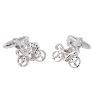 Sterling Silver Racing Bicycle Cufflinks