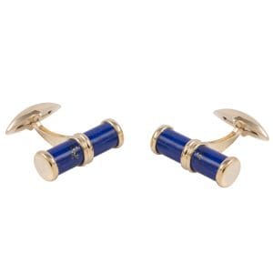 9ct Yellow Gold Lapis Cylinder Cufflinks