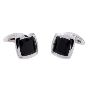 Sterling Silver Square Onyx Cufflinks with Swivel