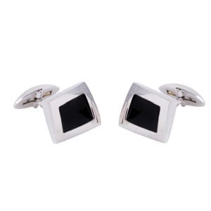 Sterling Silver Square Onyx Cufflinks with Swivel