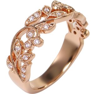 18ct Red Gold Filigree Half Eternity Ring