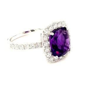 Amethyst & Diamond 18ct White Gold Ring