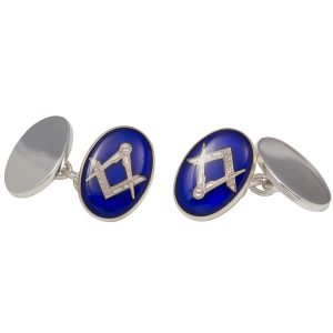 Sterling Silver & Blue Enamel Masonic Cufflinks
