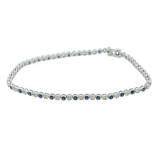 Round Cut Sapphire & Diamond 18ct White Gold Bracelet