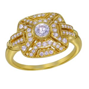 18ct Yellow Gold Art Deco Diamond Ring