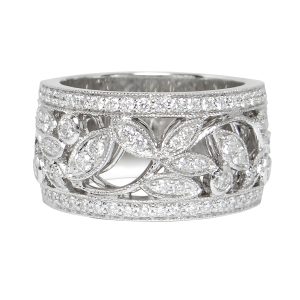 Half Eternity, White Gold & Diamond Filigree Ring