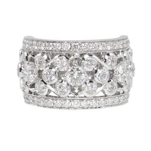 18ct White Gold Filigree Diamond Half Eternity Ring