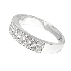 18ct White Gold, Half Eternity Ring with Round Cut Diamonds