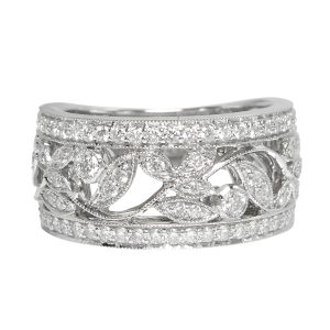 18ct White Gold Diamond Filigree Half Eternity Ring