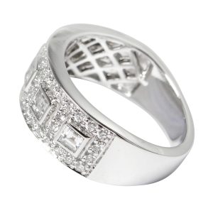 18ct White Gold, Square & Round Cut Half Eternity Ring