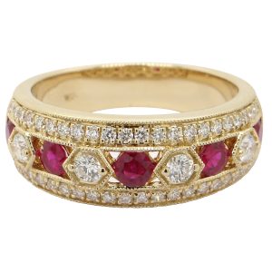 18ct Yellow Gold, Ruby & Diamond Ring